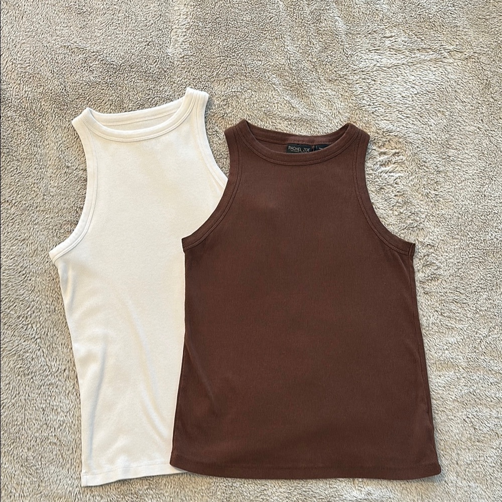 Rachel Zoe Brown and White tanks